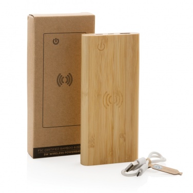 Logotrade corporate gifts photo of: Bamboo 8.000 mAh 5W wireless powerbank